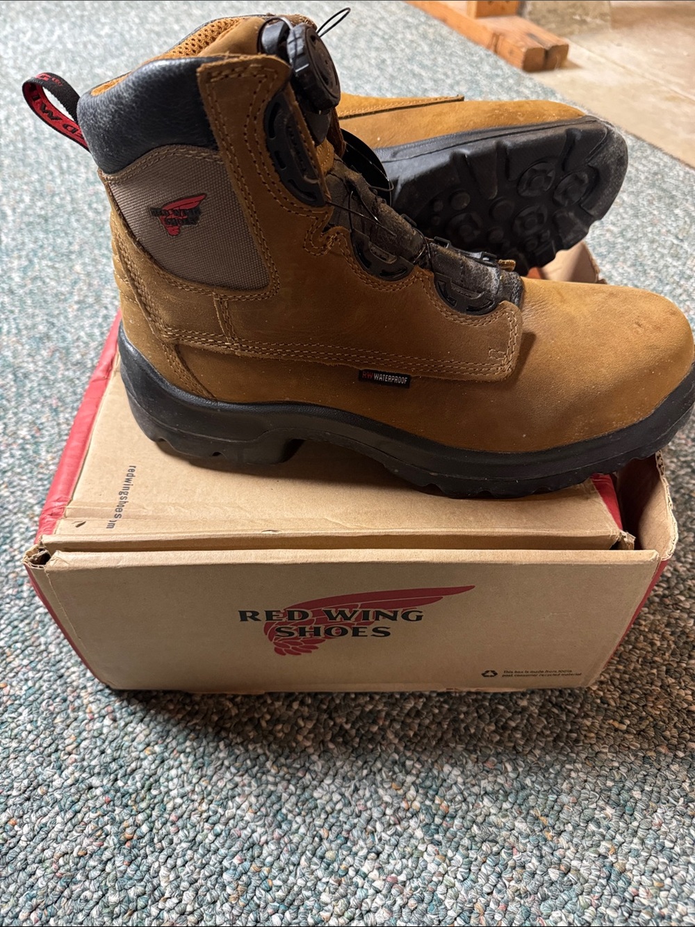 Red Wing Men’s Tan/Brown Waterproof Leather Hiking Boots